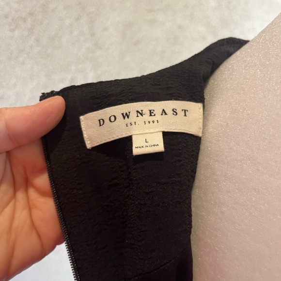 Downeast Black puff sleeve lined midi dress size Large - Picture 1 of 6